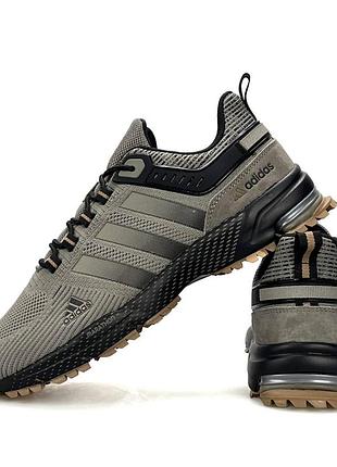 Чоловічі кросівки для бігу adidas marathon оливкові з сітки літні для заняття спортом легкі сучасні для чоловіків адідас марафон
