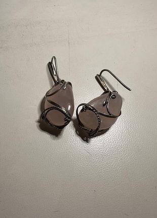 Сережки з рожевим кварцем