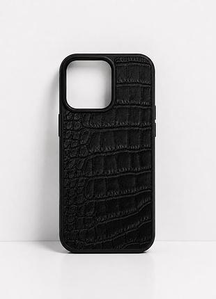 Кожаный чехол для iphone 15 pro max черный из натуральной кожи легкий и прочный для айфона