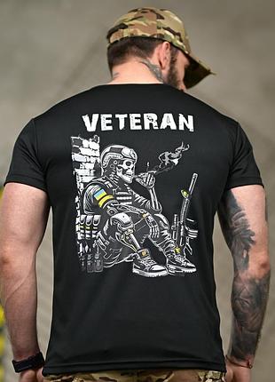 Футболка мужская черная военная selion veteran летняя потоотводящая с рисунком для военнослужащих из полиэстера качественная