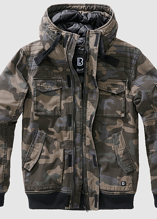Чоловіча куртка brandit bronx jacket darkcam камуфляжна тепла демісезонна куртка брендіт бронкс із капюшоном