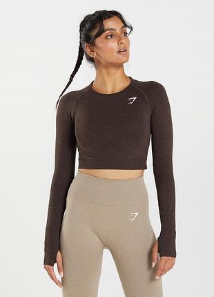 Gymshark seamless   женский спортивный кроп рашгард/лонгслив для тренировок