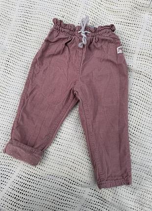 Вельветові утеплені штани на підкладці h&m на дівчинку теплі двошарові подвійні