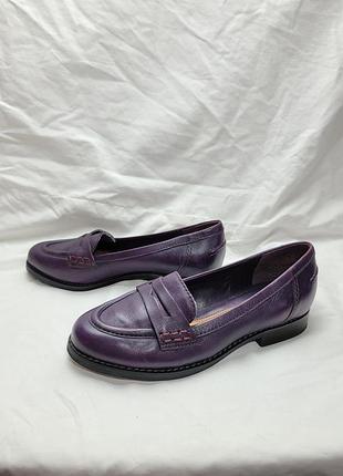 Лоферы женские clarks кожаные фиолетовые размер 36 (стелька 22,5 см)