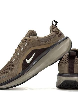 Мужские брендовые кроссовки nike winflo коричневые фирменные на лето уличные из сетки и текстиля очень легкие для парней найк винфло