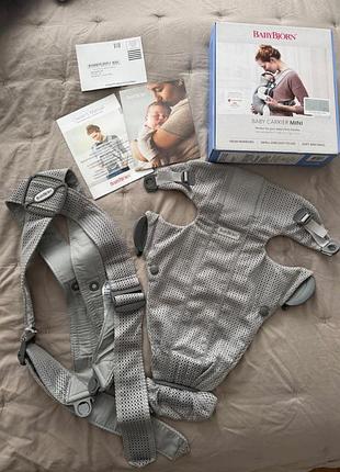 Рюкзак-переноска babybjörn baby carrier mini 3d mesh grey з коробкою