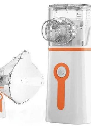 Інгалятор портативний небулайзер для дорослих та дітей mesh nebulizer білий з помаранчевим