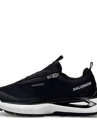 Мужские спортивные кроссовки salomon odyssey черные текстильные на лето беговые для тренировок топ качества саломон с сетки комфортные