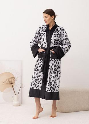 Кимоно женское из плюшевого велюра kimono snow leopard 18374 xl