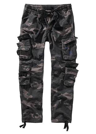 Штаны карго мужские brandit pure slim fit darkcamo камуфляжные брюки карго брендит (s) l