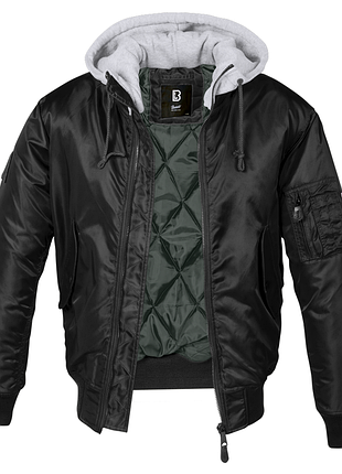 Мужская куртка brandit ma1 sweat hooded демисезонный черный бомбер с капюшоном брендит оригинальный германия xxl