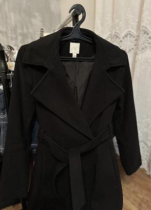 Чорне кашемірове пальто h&m 4