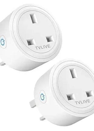 Розумна розетка tvlive 2 шт., wi-fi, сумісна з alexa та google home, голосове керування, таймер, розклад та моніторинг енергії