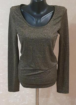 Блискучий лонгслів / кофта з люрексом tezenis, розмір m (золотава нитка)