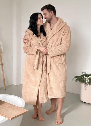 Халат унисекс с капюшоном cuddle, беж