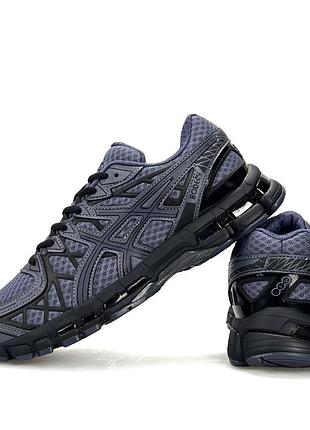 Мужские кроссовки asics gel kayano 20 синие молодежные для бега из кожи и текстиля прогулочные брендовые ассикс гель каяно весенние