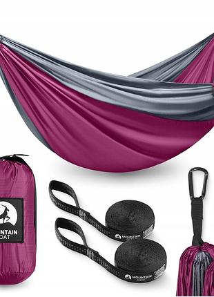 Гамак туристичний mountain goat 300 x 200 см двомісний, підвісний pink/grey (p-5905973408004) лучшая цена с быстрой доставкой по