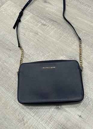 Сумка michael kors шкіряна темно-синя оригінал