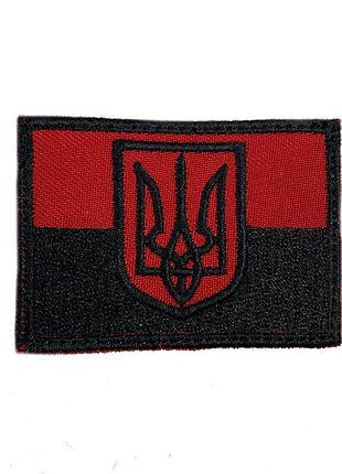 Шеврон на липучках прапор з червоним гербом з чорним всу (зсу) 20222218 10027 6,5х4,5 см
