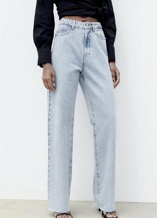 Джинси zara wide leg світло блакитного кольору