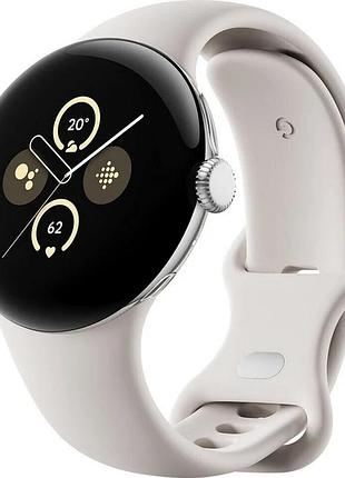 Смарт-годинник google pixel watch 2 polished silver case / porcelain active band (lte)
