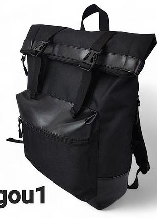 Рюкзак rolltop городской черный кордура 600d с отделением для ноутбука