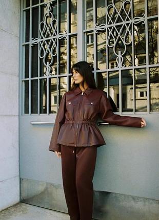 Костюм zara xs оригінал нова колекція еко шкіра бордо