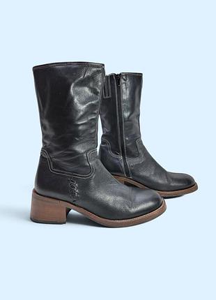 Чоботи жіночі шкіряні chelsea cobbler чорні розмір 38 на блочному каблуці