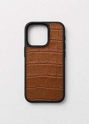 Чехол для apple iphone 16 pro max коричневый натуральная кожа элегантный противоударный кейс из кожи для телефона
