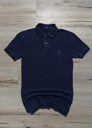 Женская деним футболка поло ральф лорен polo ralph lauren indigo polo, xs, оригинал
