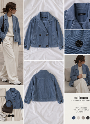Вельветовый бомбер / куртка oversize под винтаж / небесно-голубая бархатная куртка оверсайз
