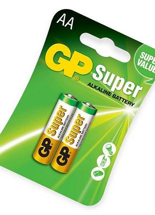 Батарейка aa щелочная 1.5v пальчик gp super alkaline 2шт блистер