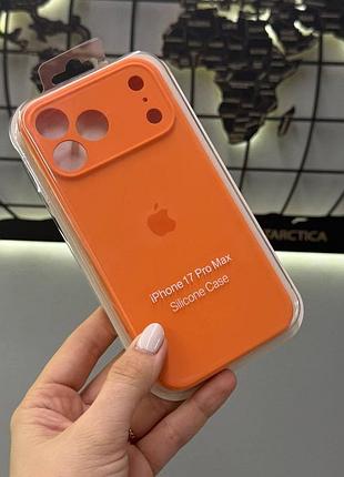 Чохол закрита камера silicone case з мікрофіброю для iphone 17 pro max,чохол з мікрофіброю для айфон 17 про макс (помаранчевий)