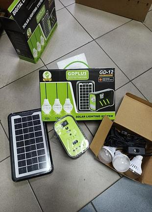 Gdplus gd-12 solar lighting system — автономна сонячна станція з ліхтарем та трьома виносними led-лампами