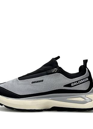 Мужские спортивные кроссовки salomon odyssey серые текстильные на лето беговые для тренировок соломон с сетки комфортные топ качества