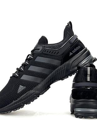 Мужские кроссовки для бега adidas marathon черные из летней сетки для занятия спортом легкие современные для мужчин адидас марафон