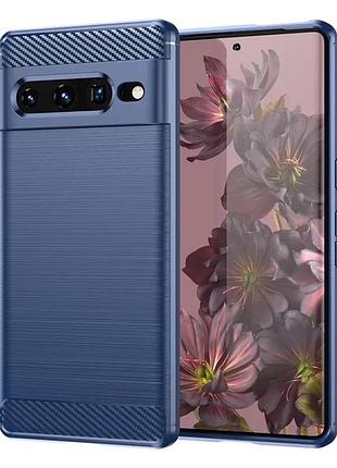 Чехол силиконовый carbon для google pixel 8 pro (темно-синий)