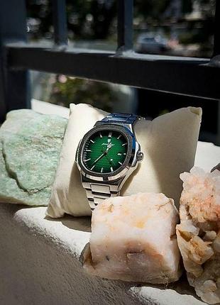 Чоловічий годинник poedagar nautilus silver — сріблястий корпус, зелений циферблат