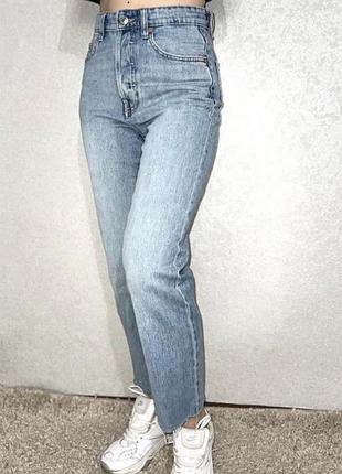 Джинси zara straight high waist світло-блакитні