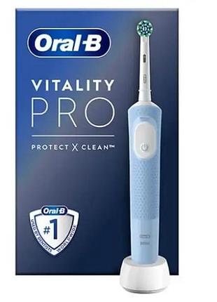 Електрична зубна щітка oral-b vitality pro proteсt x сlean сross aсtion d103-413-3-blue блакитна 4823116