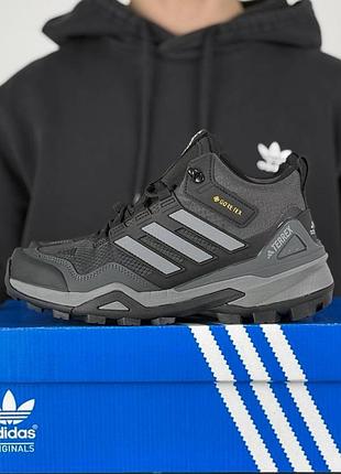 Мужские кроссовки на зиму adidas terrex fur gore tex серые адидас террекс на меху гортекс водонепроницаемые