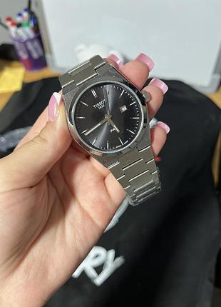 Tissot prx quartz 40 мм - мужские часы, черный циферблат, сапфировое стекло, стальной браслет