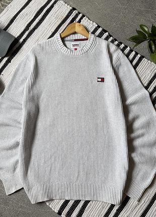 Светр чоловічий вʼязаний tommy hilfiger оригінал сірий з логотипом томмі хілфігер томмі джинс xl l