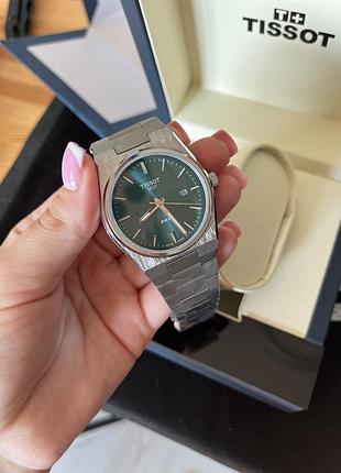 Tissot prx 80 green — чоловічий наручний годинник, зелений циферблат, кварц, сталевий браслет