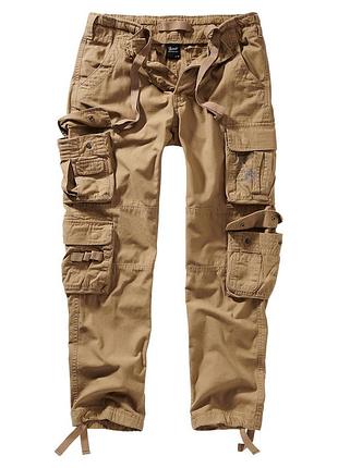 Штаны карого мужские brandit pure slim fit beige бежевые брюки карго брендит (s) l