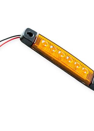 Фонарь маркерный прямоугольный оранжевый 100х20мм 6 led на рамке thoc auto