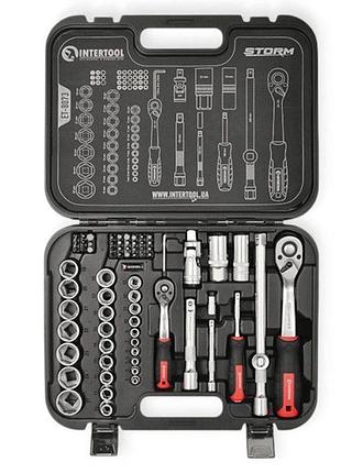Набор инструмента 1/2",1/4" 73 шт с битами profi storm intertool 2
