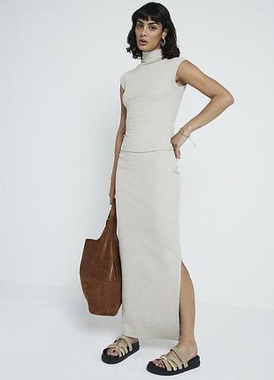 Юбка в рубчик river island studios ribbed maxi skirt - m 2