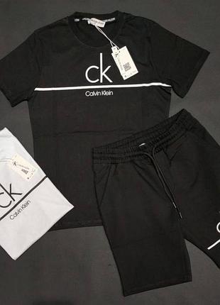 Костюм calvin klein full black футболка + шорти кільвін кляйн комплект