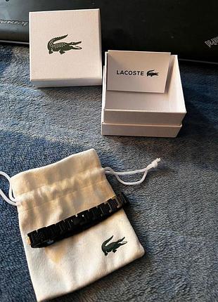 Чоловічий браслет lacoste — сталь 316l, чорний колір, регульований розмір